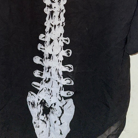 Iron Fist Spineless Blouse- Black Shirt with White Skeleton Design - Picture 4 of 4